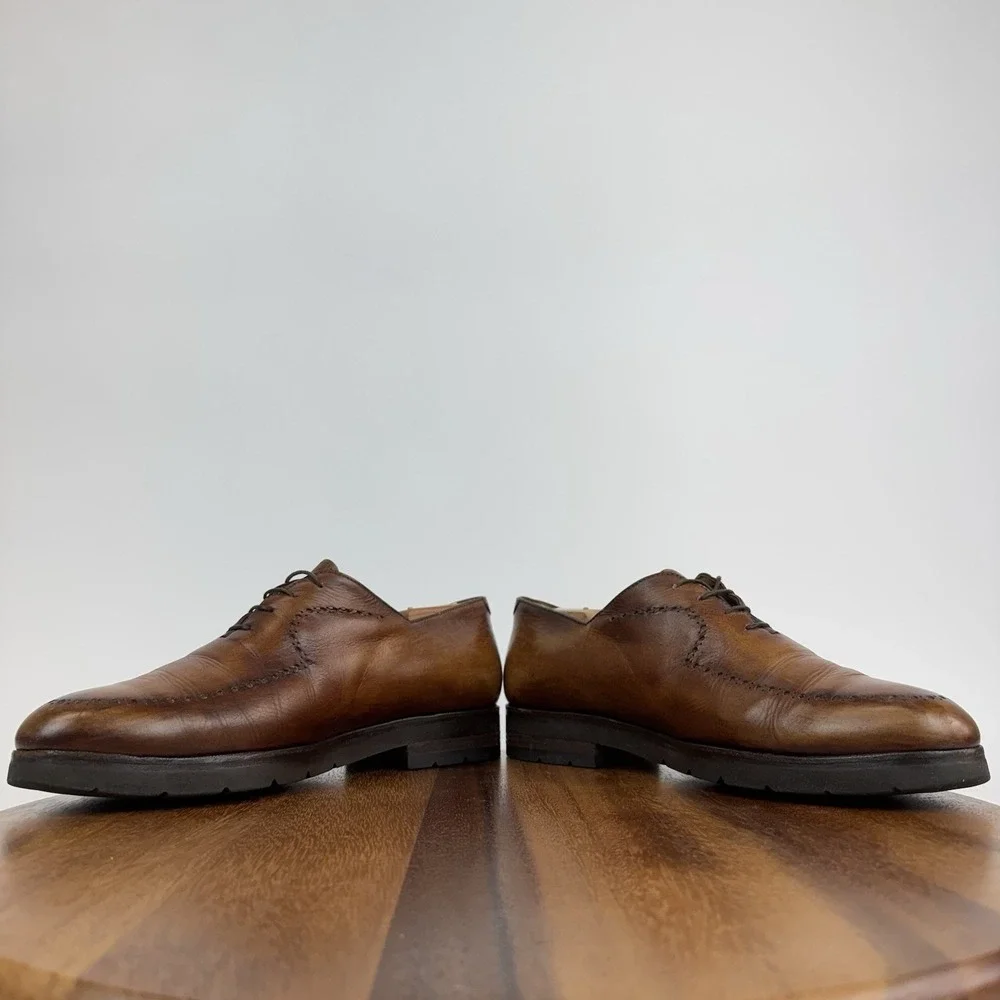 Mens Berluti Brown Burnished Leather Eyelet Dress Shoes Oxfords Size 10.5 D - Picture 5 of 9